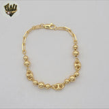 (1-0614-1) Gold Laminate - 6mm Balls and Puff link Bracelet - 7.5" - BGF