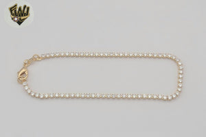 (1-0252) Gold Laminate - 2.5mm Tennis Anklet - 9" - BGF