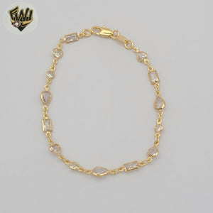 (1-0634) Gold Laminate - 5mm Zircon Link Bracelet - 7" - BGF