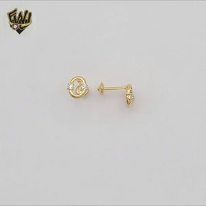 (1-1124-2) Gold Laminate - Kids Oval Stud Earrings - BGF