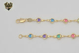 (1-0126) Gold Laminate - 2mm Fishes Link Anklet - 10" - BGF