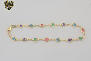 (1-0126) Gold Laminate - 2mm Fishes Link Anklet - 10" - BGF