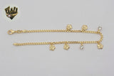 (1-0214) Gold Laminate - 3mm Curb Link Charms Anklet - 10" - BGF