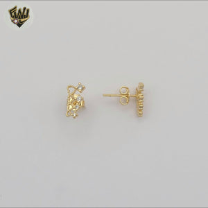 (1-1145-2) Gold Laminate - Zircon Stud Earrings - BGF