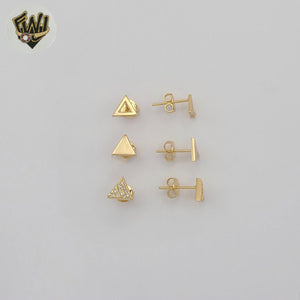 (1-1190-3) Gold Laminate - Trio Set Studs Earrings - BGF