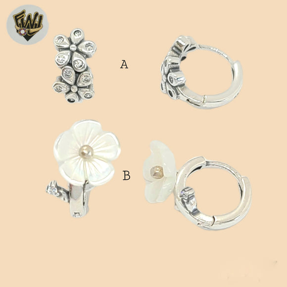 (2-4173) 925 Sterling Silver -Flower Huggies.