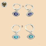 (2-4213) 925 Sterling Silver -Evil Eye Charm Huggies.