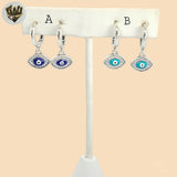 (2-4213) 925 Sterling Silver -Evil Eye Charm Huggies.