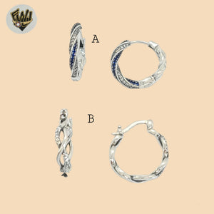 (2-4216) 925 Sterling Silver - Zircon Medium Hoops.