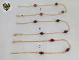 (1-0132) Gold Laminate - 2mm Beads Link Anklet - 10" - BGF