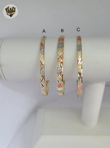 (1-4013-2) Laminado de oro - Brazaletes de tres tonos de 4 mm - Docena - BGO
