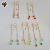 (1-1236-4) Gold Laminate - Long Multicolor Earrings - BGF