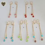 (1-1236-4) Gold Laminate - Long Multicolor Earrings - BGF