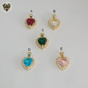 (1-2467-4) Gold Laminate - Zircon Heart Pendants - BGO