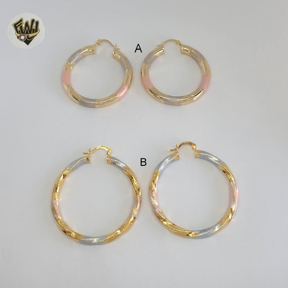 (1-2770) Gold Laminate - Three Tone Hoops - BGO