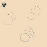 (2-4006) 925 Sterling Silver - Plain Hoops.