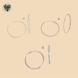 (2-4006) 925 Sterling Silver - Plain Hoops.