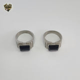 (4-0021-1) Stainless Steel - Stone Men Ring.