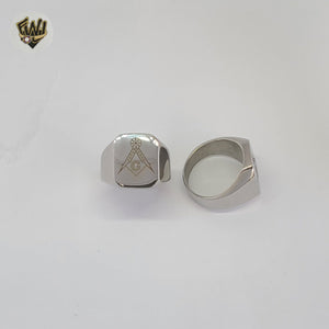 (4-0073-1) Acero Inoxidable - Anillos Hombre Símbolo Masónico.