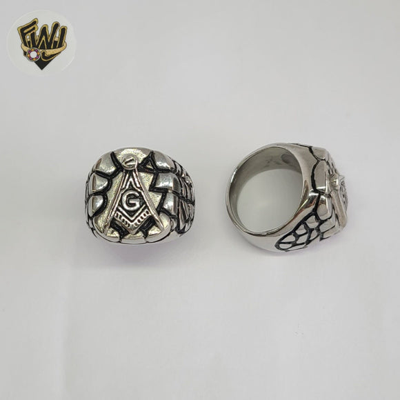 (4-0081-1) Stainless Steel - Masonic Symbol Men Rings.