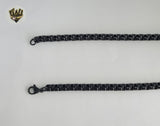 (4-3182) Acero inoxidable - Cadena de eslabones curvos negros de 3 mm - 20"