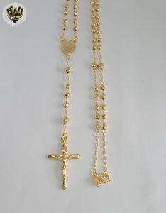 (1-3306) Gold Laminate - 3mm Miraculous Virgin Rosary Necklace - 22" - BGO.