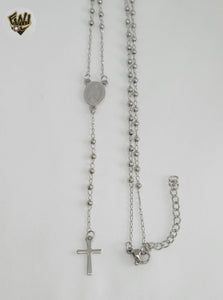 (4-6011) Stainless Steel - 2.5mm Rosary Necklace - 19".