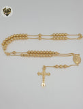 (1-3315) Gold Laminate - 6mm Guadalupe Rosary Necklace - 24" - BGF