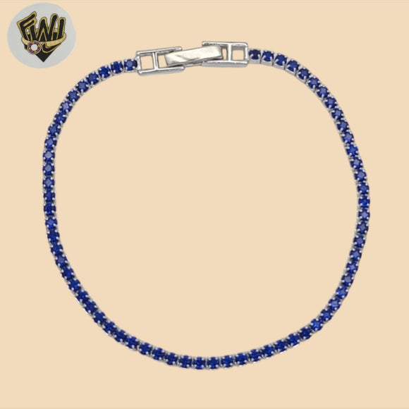 (2-0436) 925 Sterling Silver - Blue Zircon Tennis Bracelet.