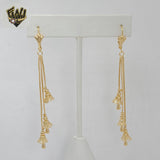 (1-1212-2) Gold Laminate - Long Bell Earrings - BGF