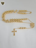 (1-3331-1) Gold Laminate - 8mm Guadalupe Virgin Rosary Necklace - 24" - BGF.