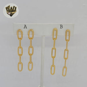 (1-1237-2) Gold Laminate - Paper Clip Dangle Earrings - BGO