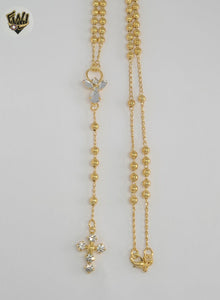 (1-3301) Gold Laminate - 3.5mm Zircon Rosary Necklace - 19.5" - BGF.