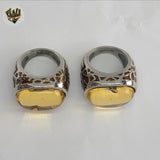 (4-0078) Acero inoxidable - Anillo para hombre con circonitas talladas.