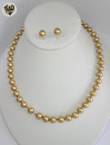 (MSET-53) Gold Laminate - 8mm Mallorca Pearls Set.