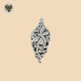 (2-1470) 925 Sterling Silver - Carved Leaf Pendant.