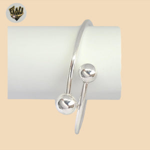 (2-0690) Plata de ley 925 - Brazalete con bolas clásicas abiertas de 3 mm - 2,1/2"