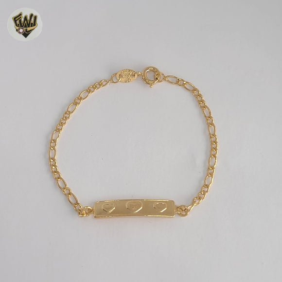 (1-0969) Gold Laminate - 2mm Figaro Link Kids Bracelet  - 6