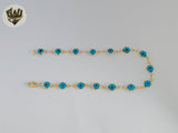 (1-0138) Gold Laminate - 6.5mm Evil Eye Anklet - 10" - BGO