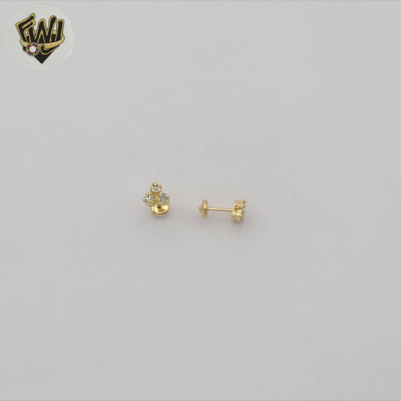 (1-1124-3) Gold Laminate - Kids Zircon Stud Earrings - BGF