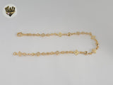 (1-0176) Gold Laminate -  Flowers Link Anklet - 9.5" - BGF