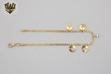 (1-0213) Gold Laminate - 2.5mm Curb Link With Charms Anklet - 10" - BGF