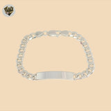 (2-0495) Plata de ley 925 - Pulsera con placa de eslabones Figaro de 7 mm - 9"