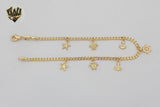 (1-0041) Gold Laminate - 2.5mm Curb Link Charms Anklet - 10" - BGF