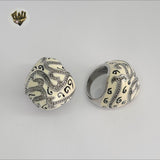 (4-0055-5) Stainless Steel - Carved Stone Ring.