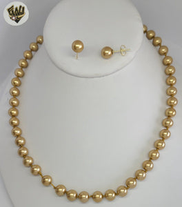 (MSET-53) Gold Laminate - 8mm Mallorca Pearls Set.