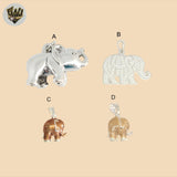 (2-1091) 925 Sterling Silver - Elephants Pendants.