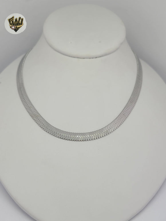 (4-7055-1) Stainless Steel - 7mm Herringbone Necklace - 16