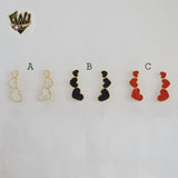 (1-1211-2) Gold Laminate - Heart Long Earrings - BGF