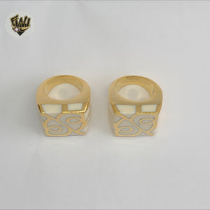 (4-0055-3) Stainless Steel - Carved Stone Ring.